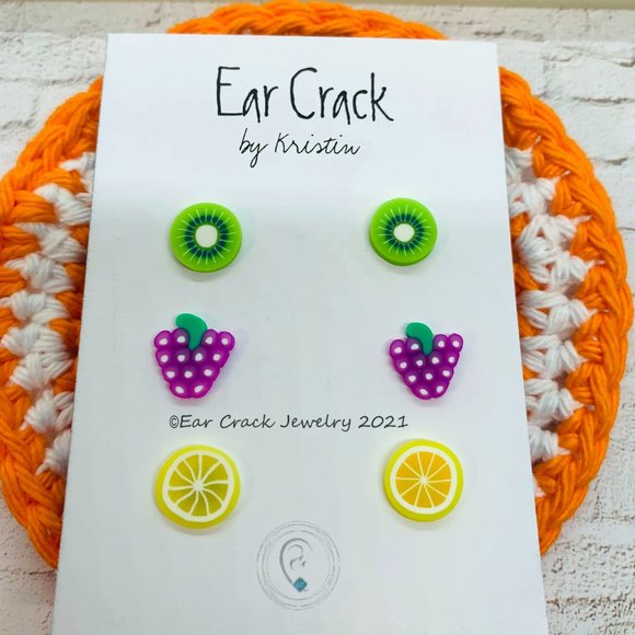 Hand Crafted- 10 mm mini fruit stud earrings - Picture 2 of 6